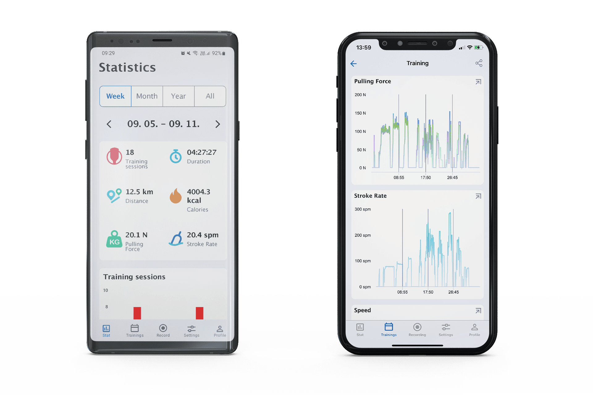mobile app to track training data from power sensor meter