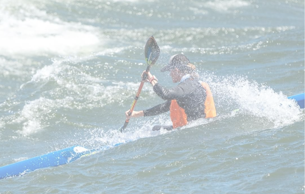 Surfski paddler taking part in The Westerly Relay, from Stevenson to Drano.