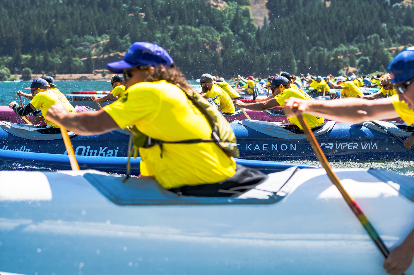 Race start in Stevenson, WA, for the Gorge Outrigger Canoe Race